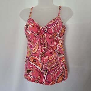 Land's‎ End Paisley Underwire Tankini Swim Top sz 6
